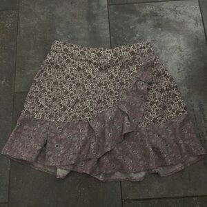 Lauren Moshi Floral Midi Skirt - Brown and Pink
